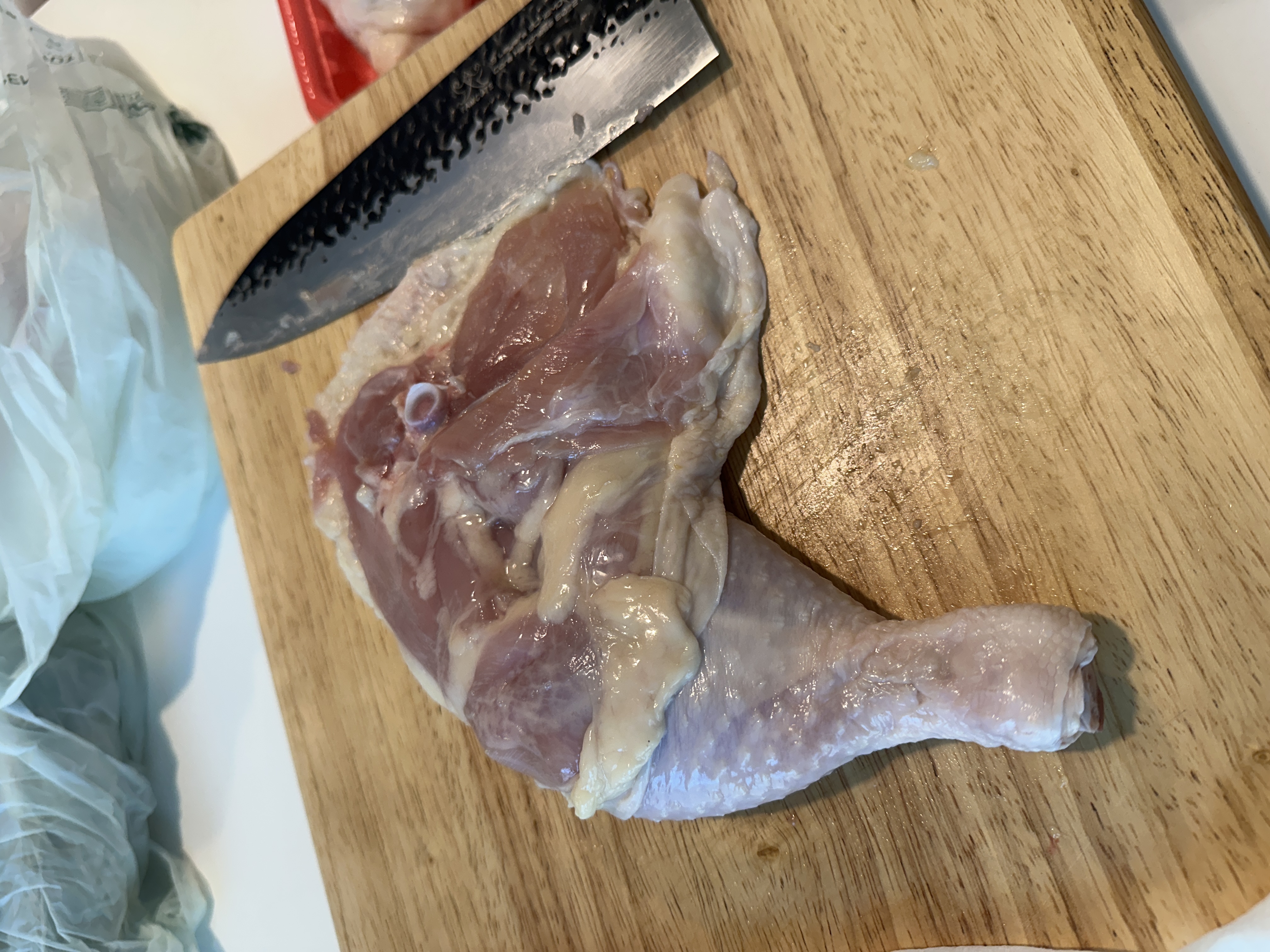 Deboning the chicken leg