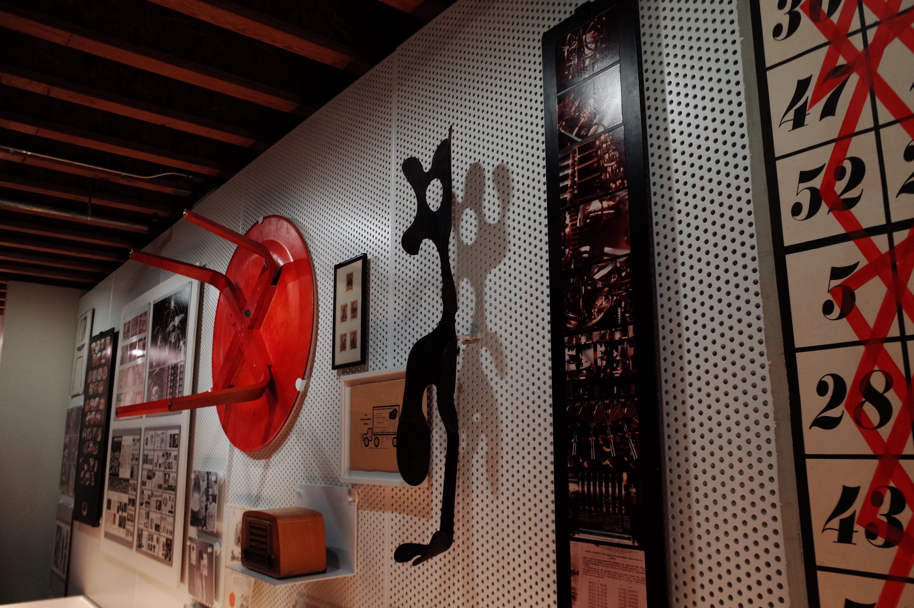 Film props and ephemera on the wall