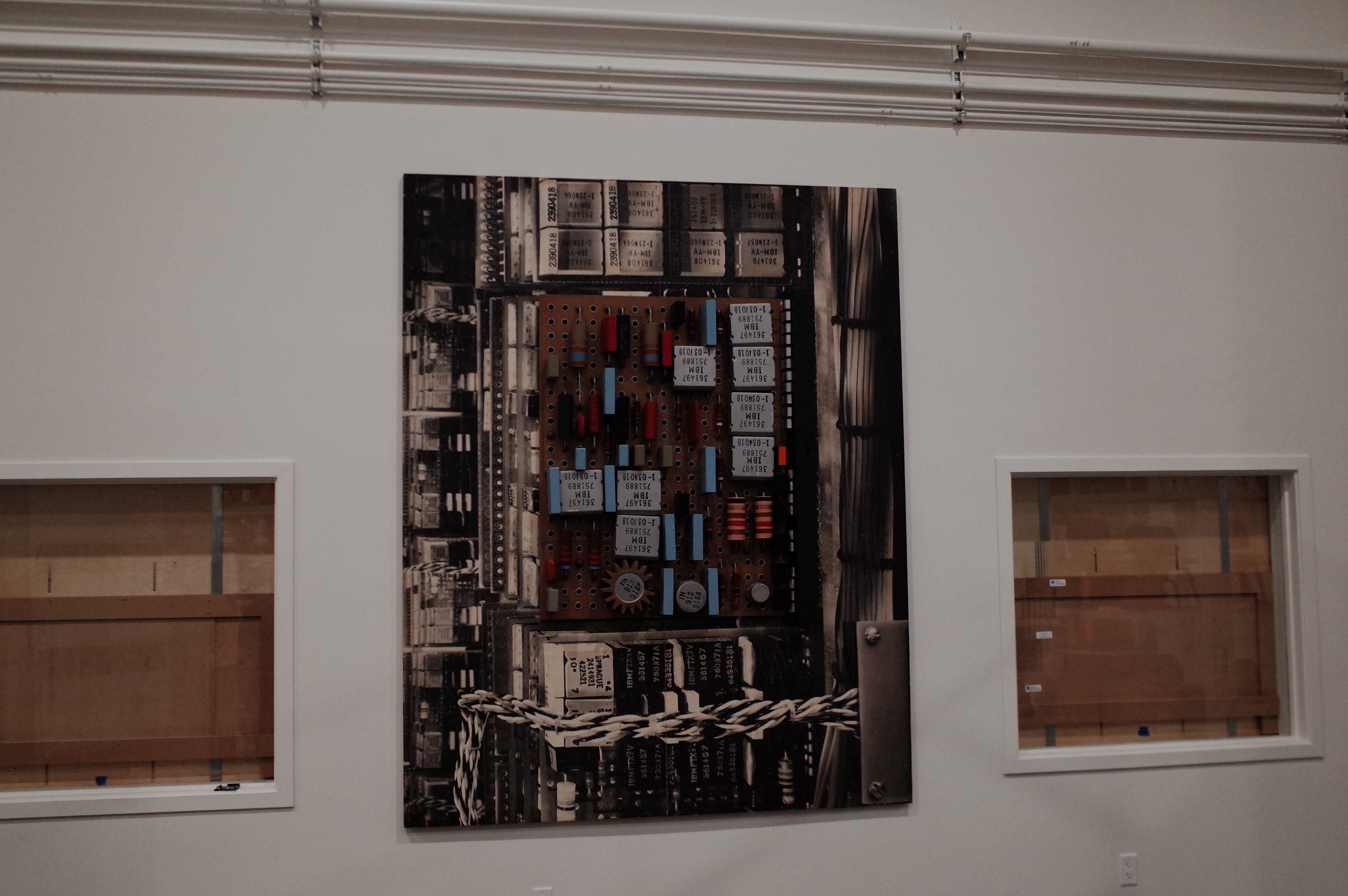 Circuit board photograph on the wall